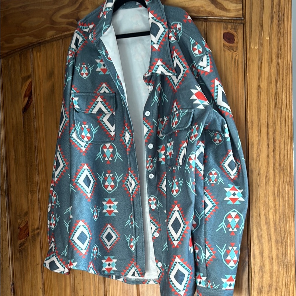Geometric Patterned Button-Up Shirt